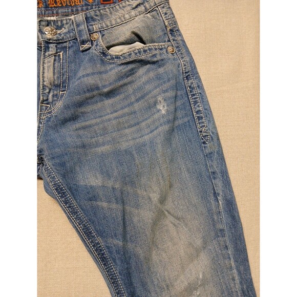 Rock Revival Men's VICTOR Straight Denim Jeans Size 36 Light Wash Distressed - Picture 4 of 16